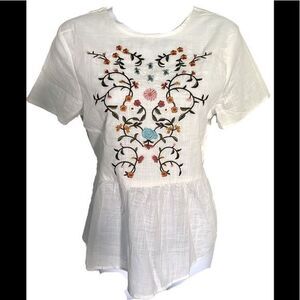 Shein Embroidered Top - S white w embroidery, cotton NWOT